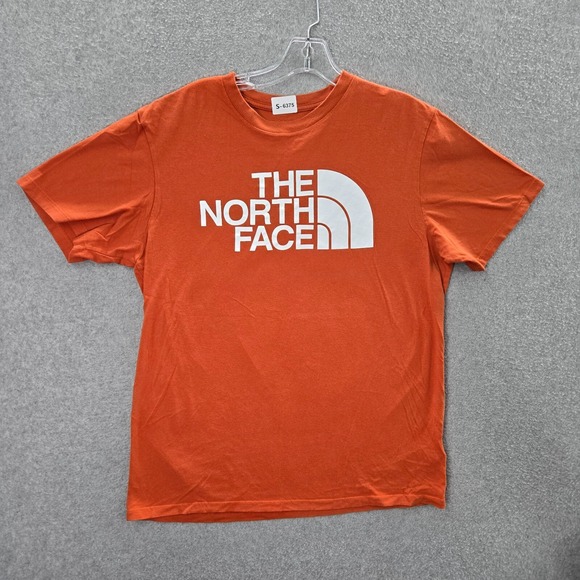 The North Face Men Shirt Medium Orange Logo Short Sleeve Crew Neck Tee - Picture 1 of 10